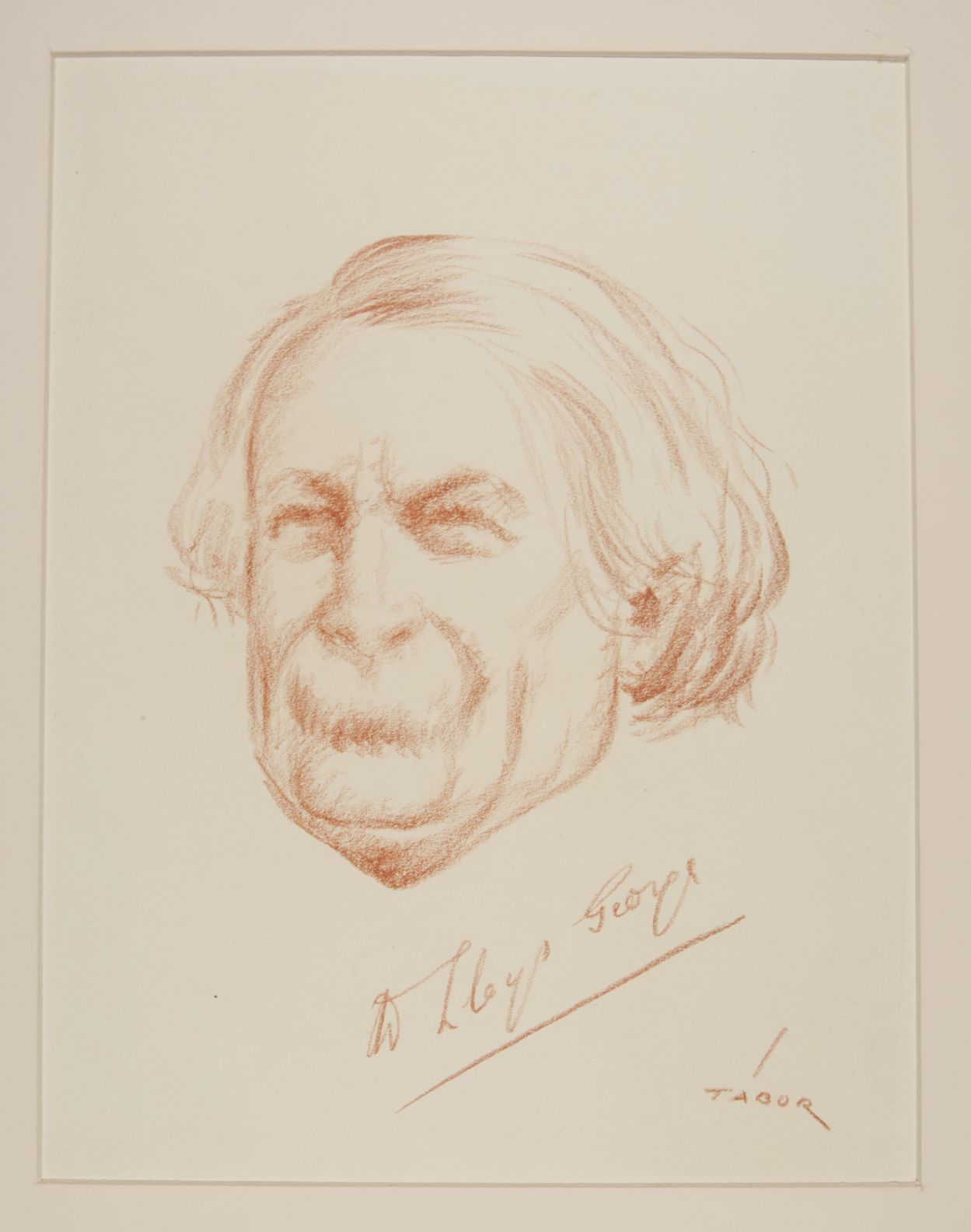 LLOYD GEORGE — Engaging Portrait in Reddish-Brown Pastel, by Tabor | Sophie Dupré Autographs