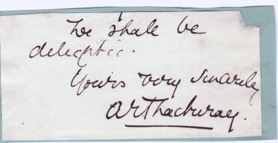 THACKERAY — Signature and Subscription from a letter, | Sophie Dupré Autographs