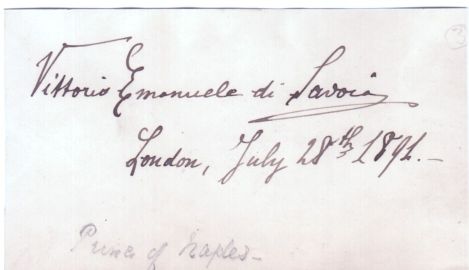 VITTORIO EMANUELE III — Signature 'Vittorio Emanuele di Savoia' | Sophie Dupré Autographs