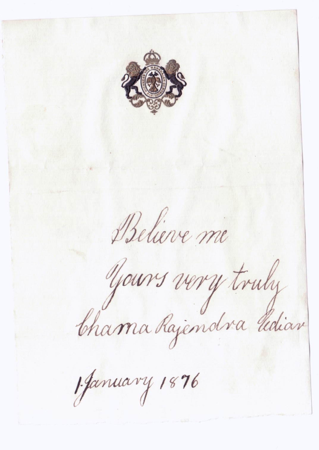 MYSORE — Autograph Signature and Subscription, | Sophie Dupré Autographs