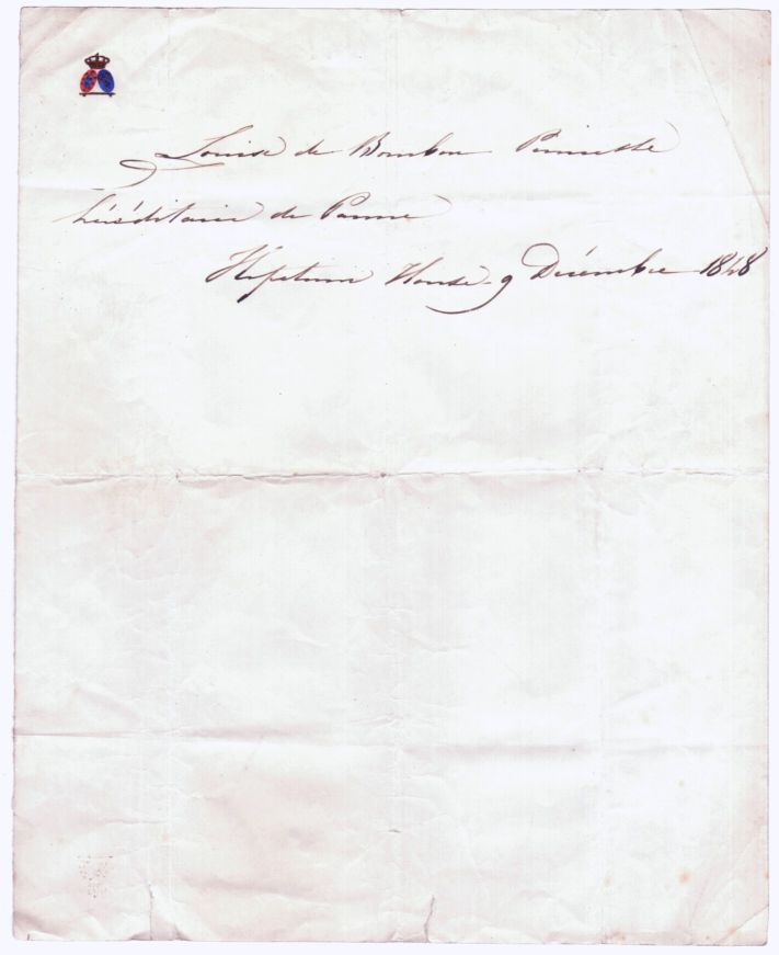 LOUISE — Signature 'Louise de Bourbon' as Hereditary Princess of Parma, | Sophie Dupré Autographs