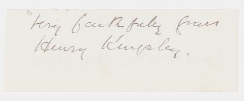 KINGSLEY — Signature and Subscription from the end of a letter, | Sophie Dupré Autographs