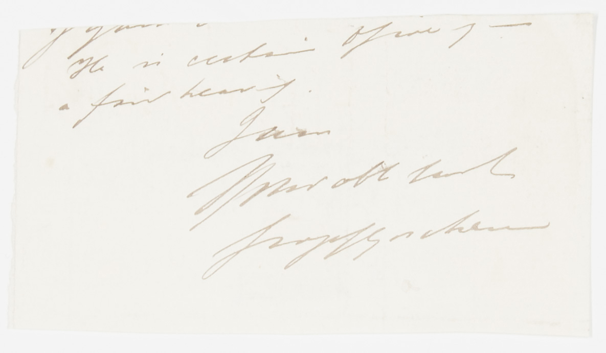 GOSCHEN — Signature and Subscription from a letter, | Sophie Dupré Autographs