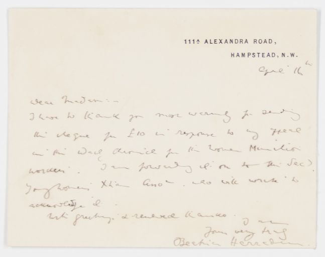 HARRADEN — Autograph Letter Signed to 'Dear Madam', | Sophie Dupré Autographs