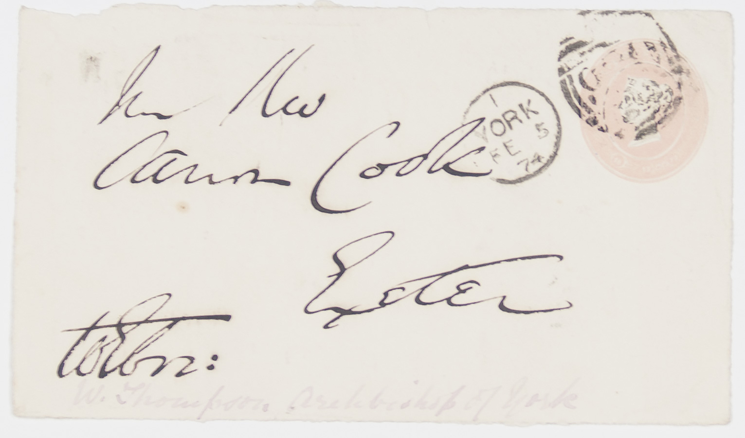 THOMSON — Autograph Envelope Front Signed 'W. Ebor:' | Sophie Dupré Autographs