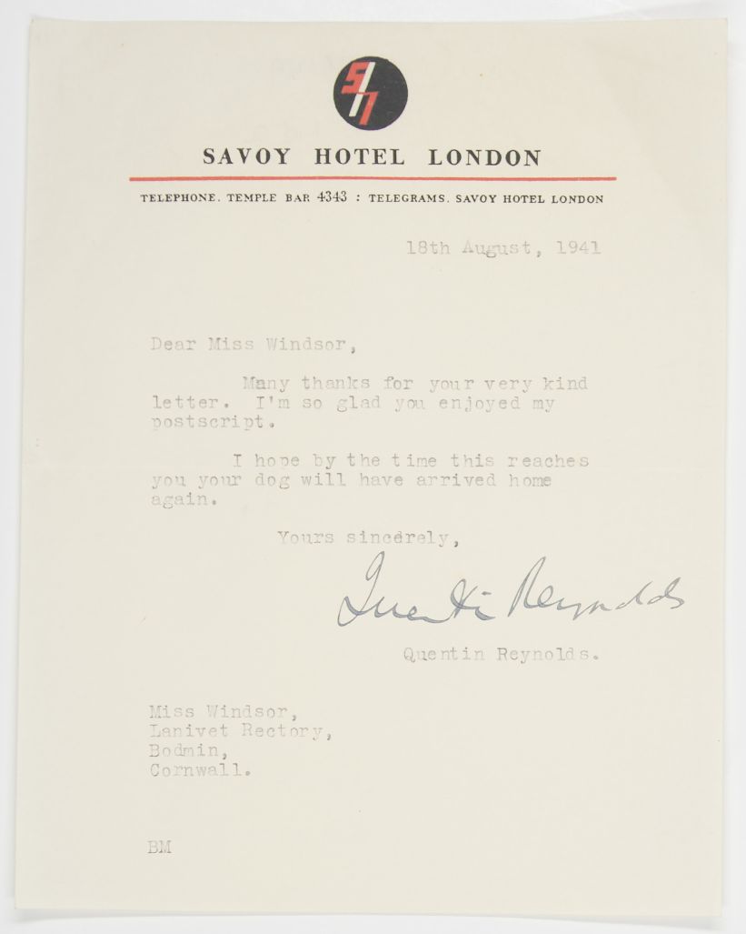 REYNOLDS — Pair of Typed Letters Signed to Mrs Windsor, | Sophie Dupré Autographs