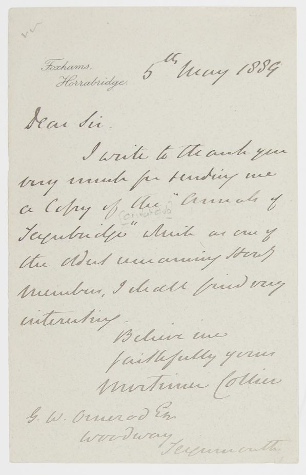 COLLIER — Autograph Letter Signed to G.W. Ormerod, | Sophie Dupré Autographs