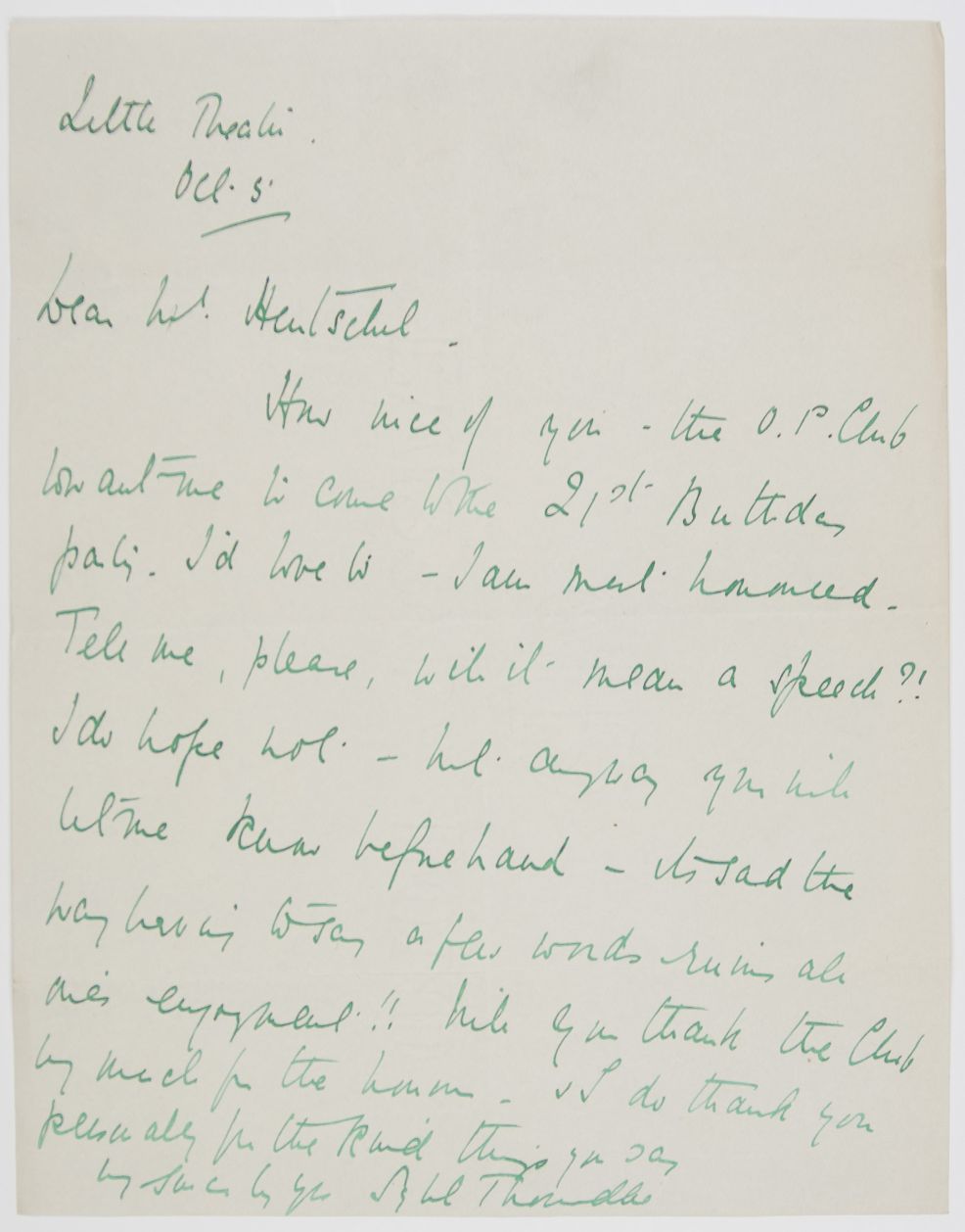 THORNDIKE — Pair of Autograph Letters Signed to Carl HENTSCHEL, | Sophie Dupré Autographs