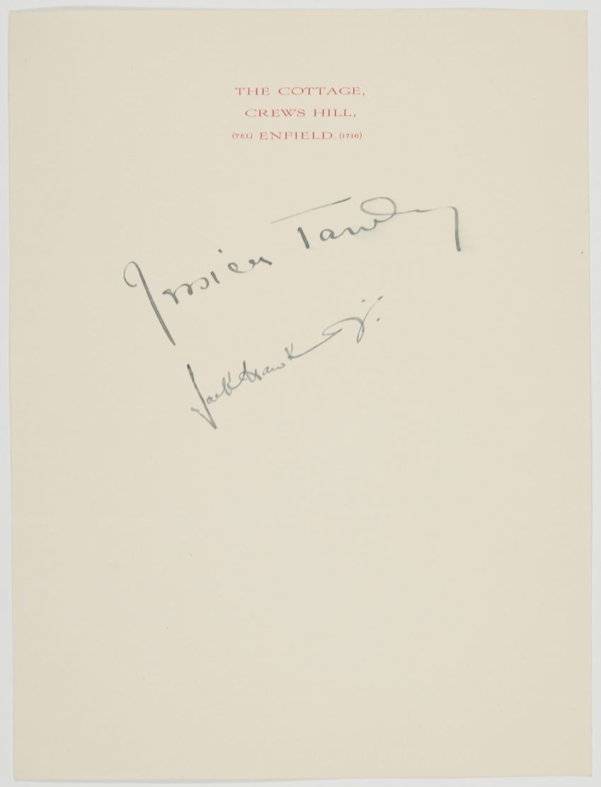 TANDY — Fine Pair of Signatures | Sophie Dupré Autographs