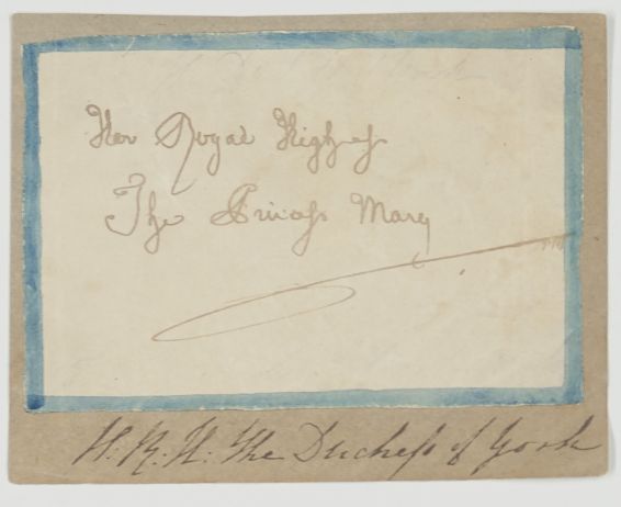 FREDERICA — Address Panel to 'Her Royal Highness The Princess Mary', | Sophie Dupré Autographs