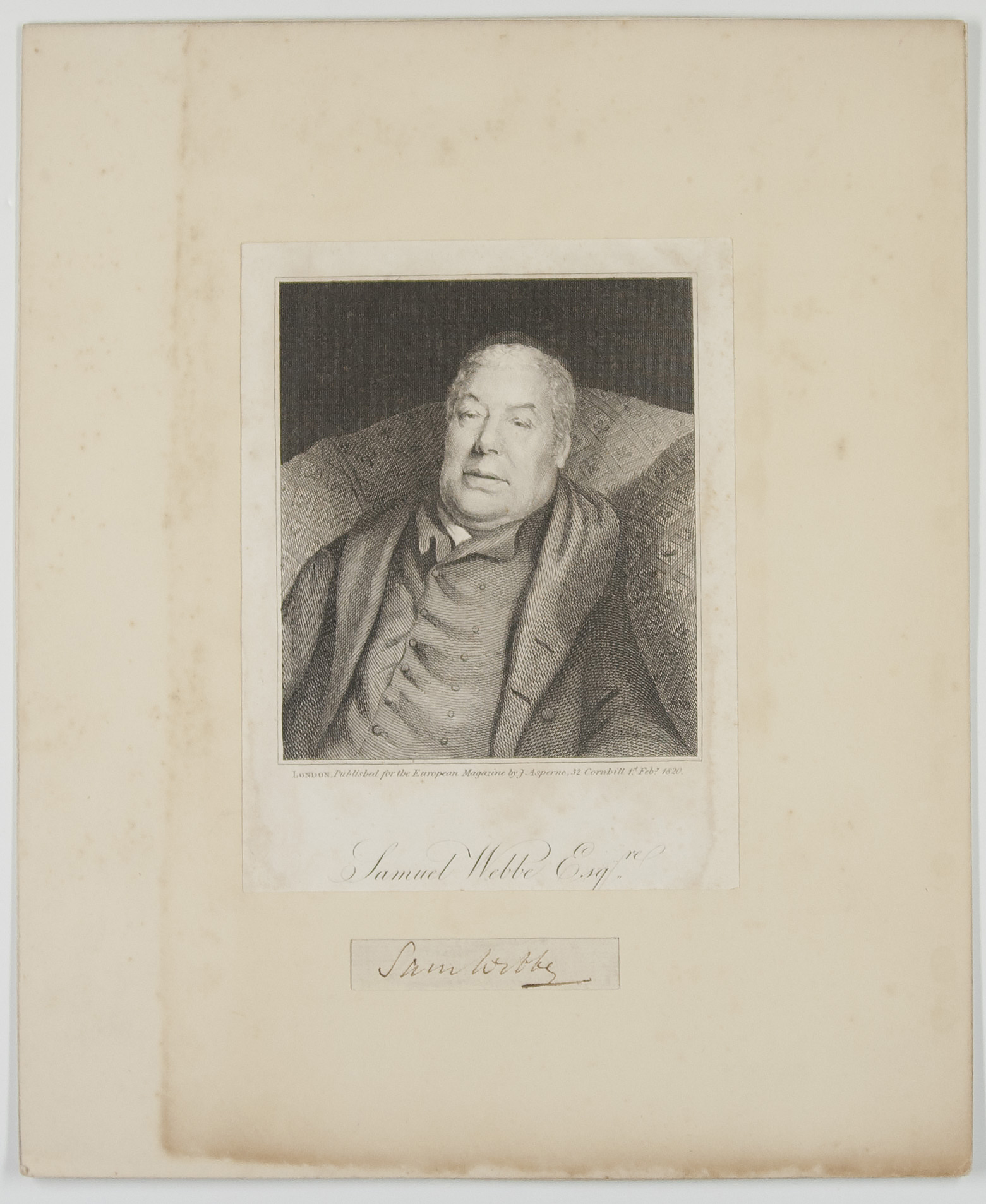 WEBBE — Unusual Engraved Portrait from the European Magazine, | Sophie Dupré Autographs