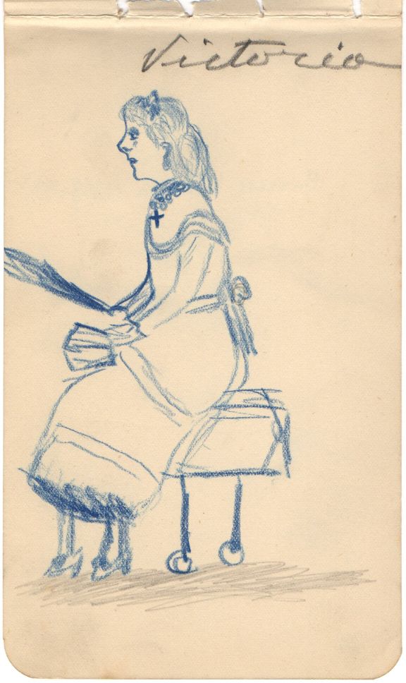 VICTORIA ALEXANDRA — Delightful drawing in blue crayon, signed in pencil 'Victoria', | Sophie Dupré Autographs