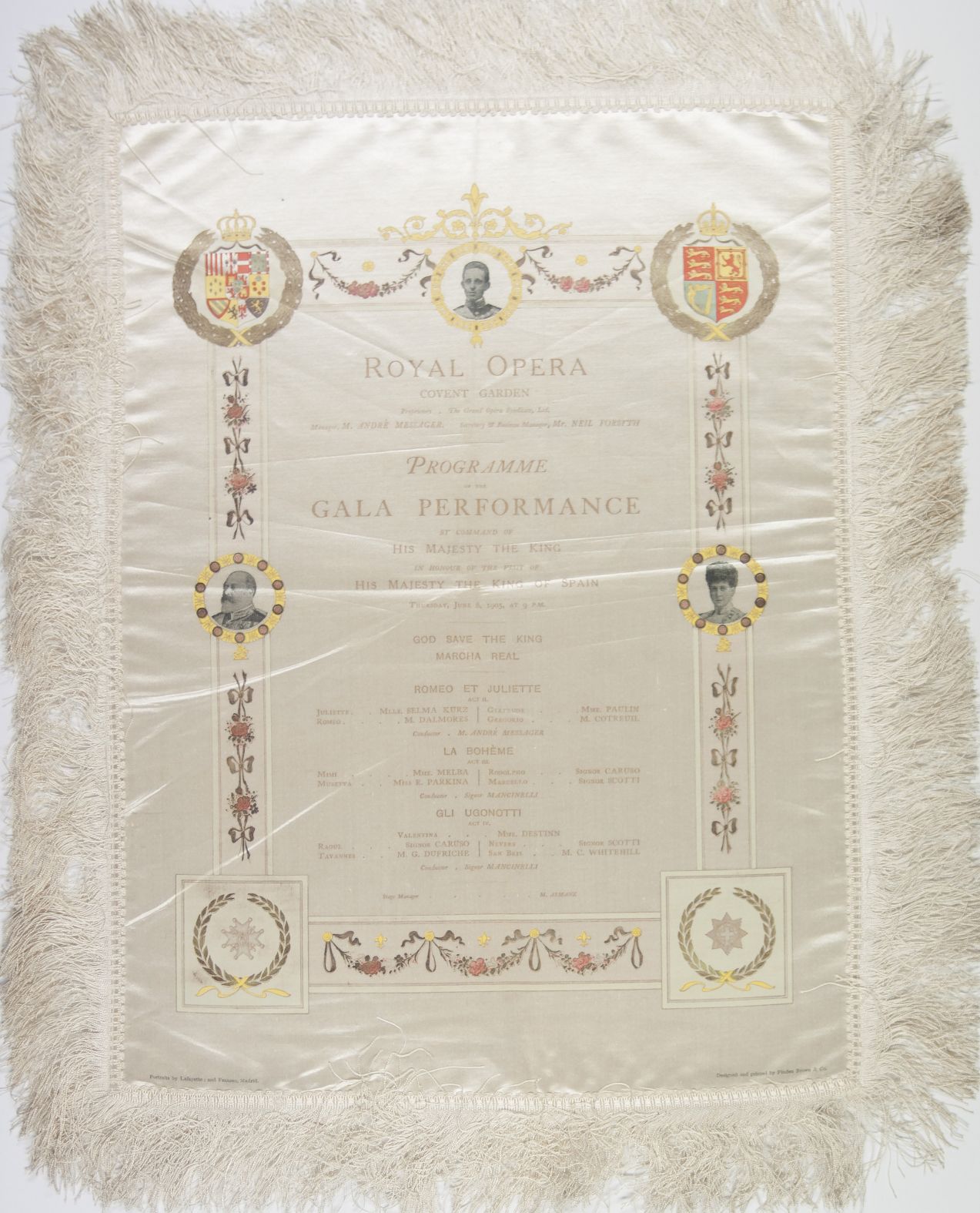 [EDWARD VII — Exceptional Silk Programme of the Gala at the Royal Opera House, | Sophie Dupré Autographs