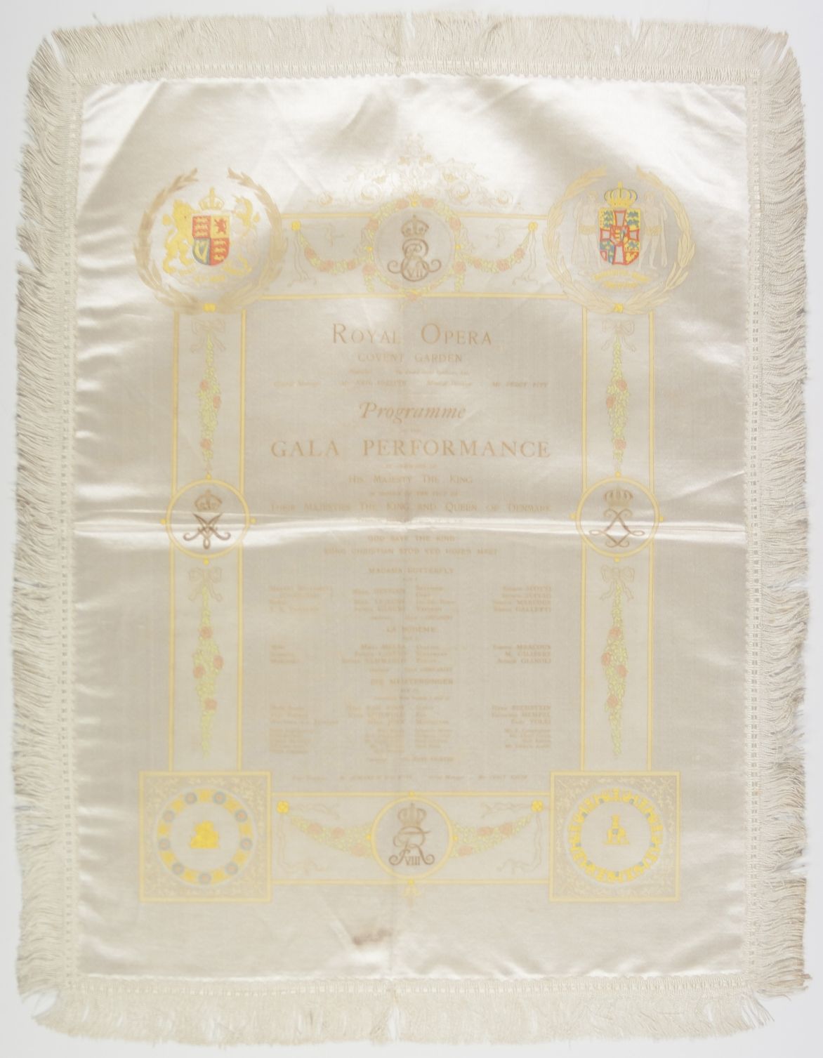 [EDWARD VII — Exceptional Silk Programme of the Gala at the Royal Opera House, | Sophie Dupré Autographs