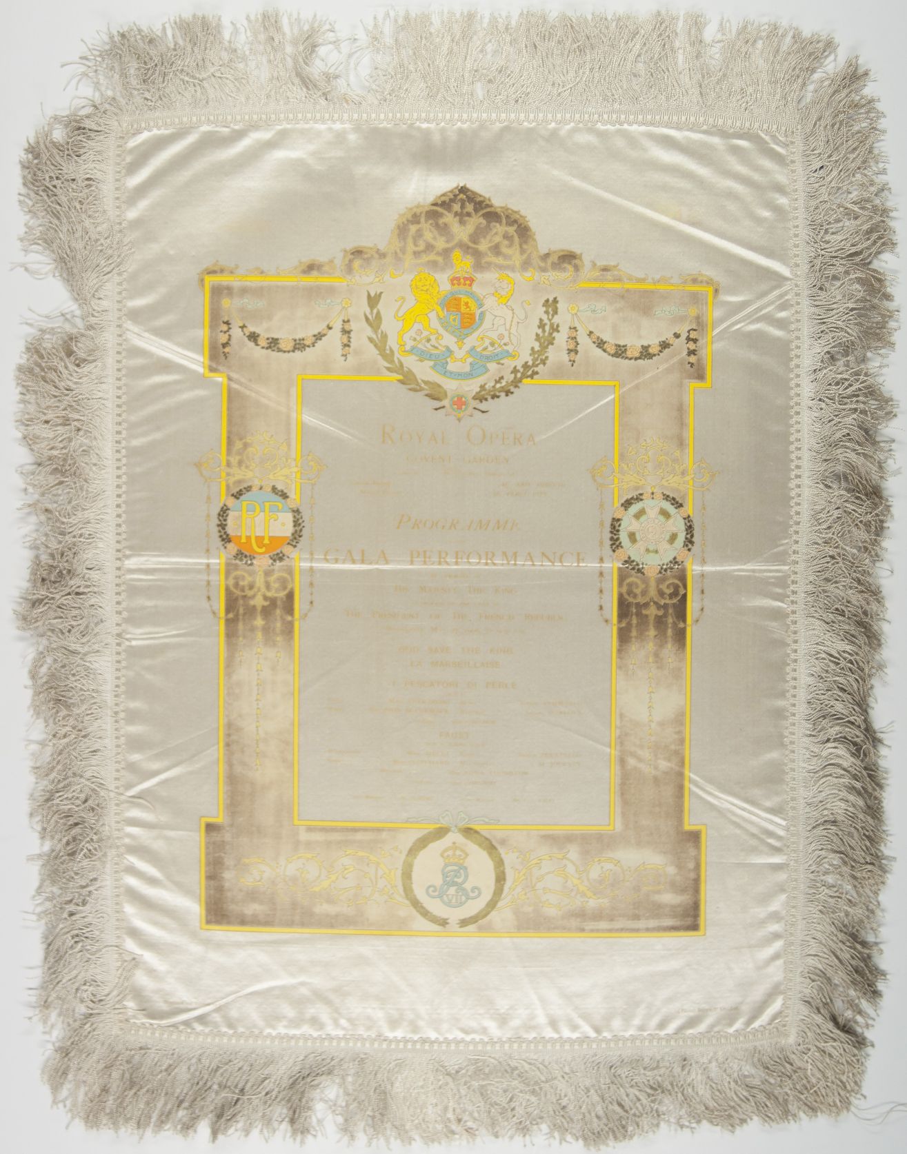 [EDWARD VII — Exceptional Silk Programme of the Gala at the Royal Opera House, | Sophie Dupré Autographs