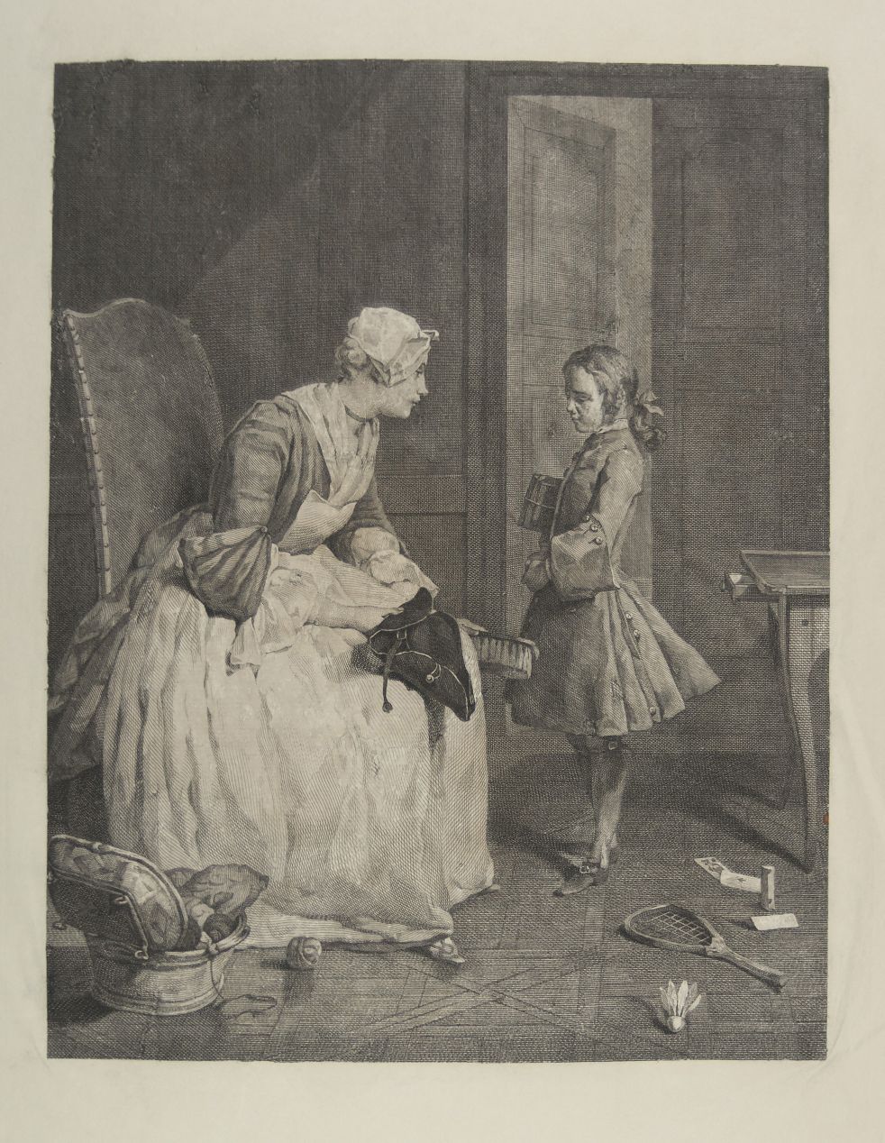 [CHARDIN — Fine Engraving of 'La Gouvernante' ('the Governess') | Sophie Dupré Autographs