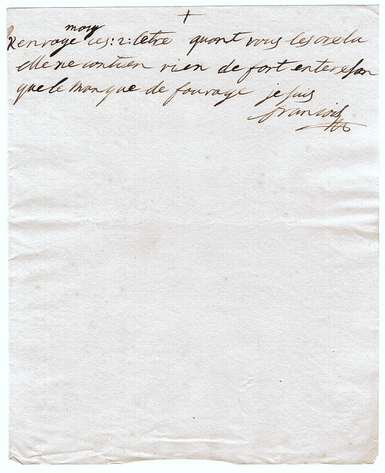 FRANCIS I STEPHEN — Autograph Note Signed 'Francois' | Sophie Dupré Autographs