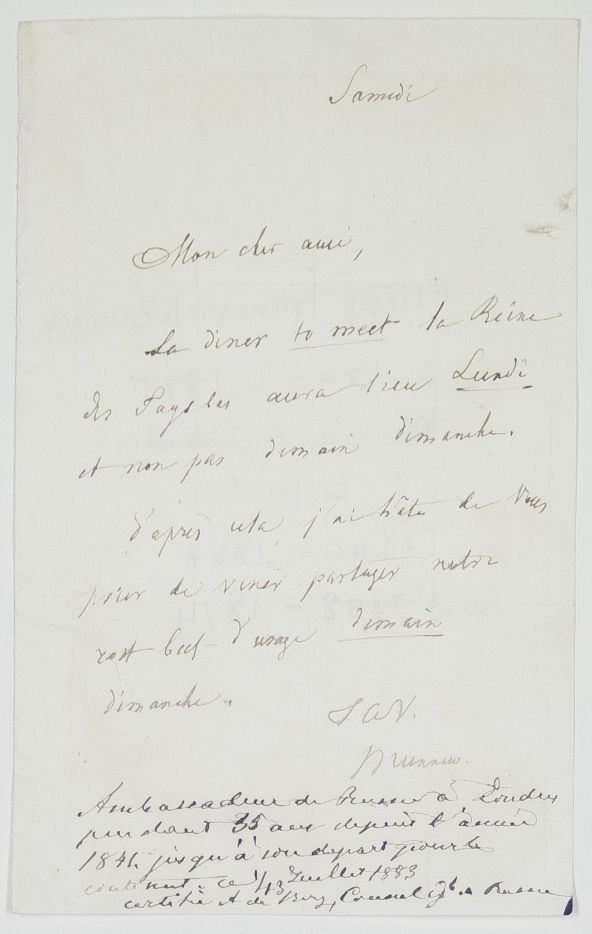 BRUNNOW — Autograph Letter Signed to 'My dear friend', | Sophie Dupré Autographs