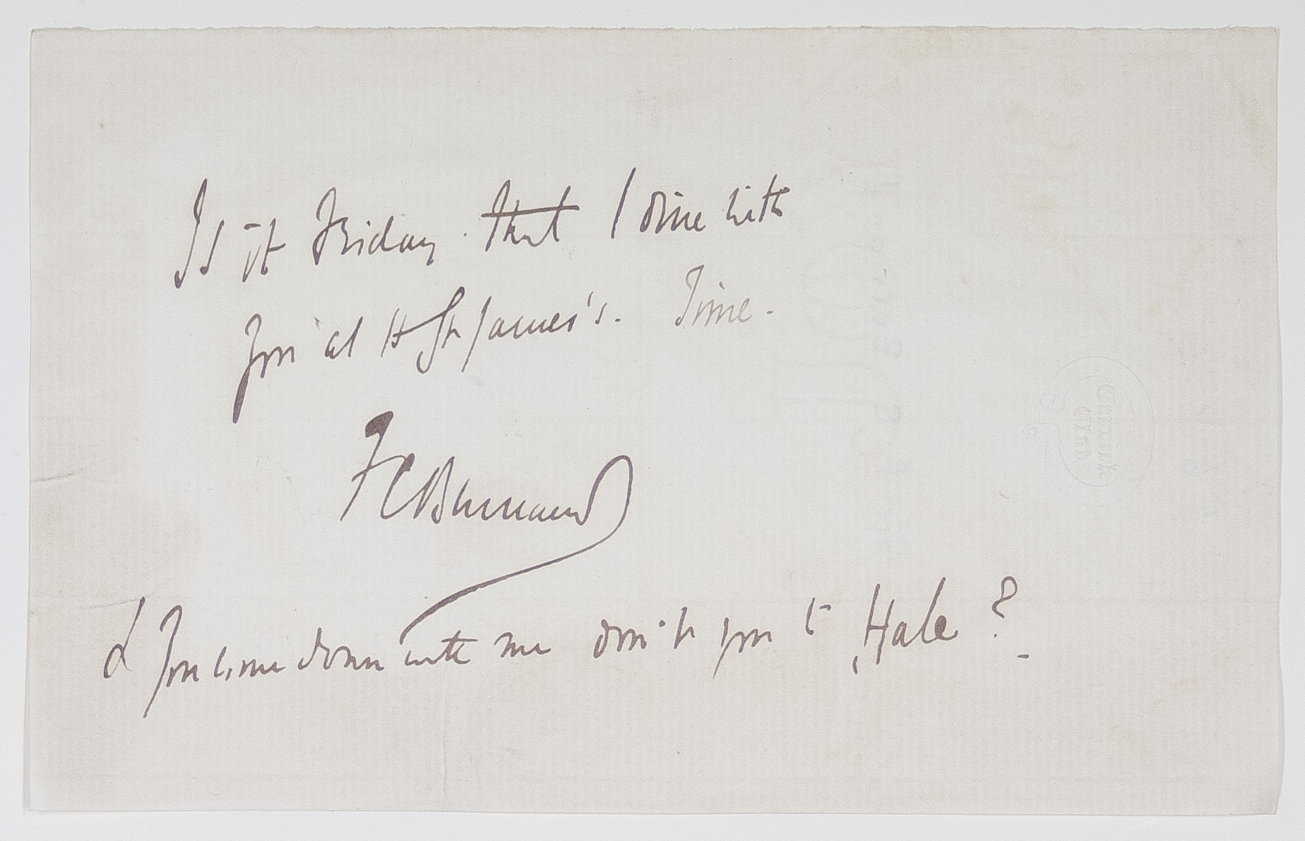 BURNAND — Autograph Note Signed, | Sophie Dupré Autographs