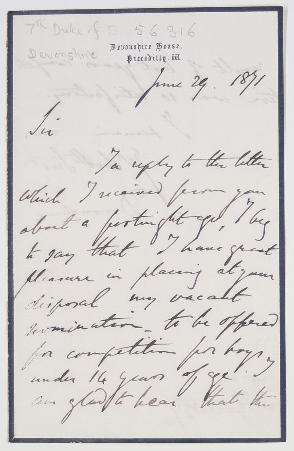 DEVONSHIRE — Autograph Letter Signed to 'Sir', | Sophie Dupré Autographs