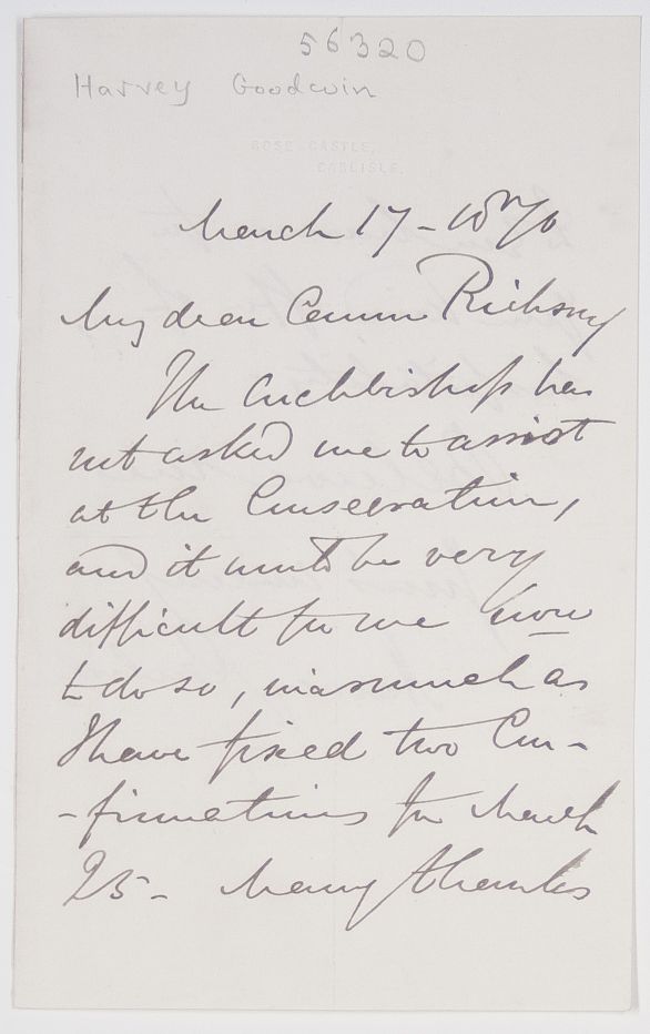 GOODWIN — Autograph Letter Signed 'Harvey Carlisle' to Canon Rickson, | Sophie Dupré Autographs