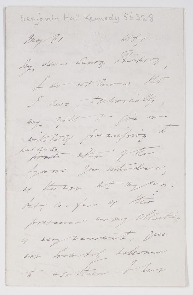 KENNEDY — Charming Autograph Letter Signed to Canon Rickson, | Sophie Dupré Autographs