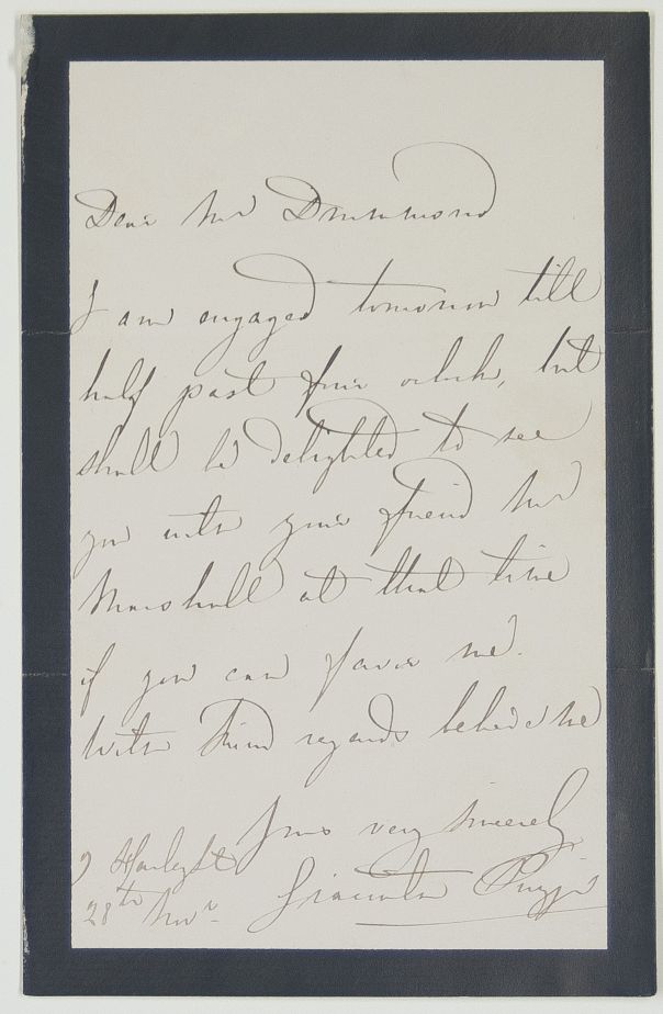 PUZZI — Autograph Letter Signed to Mr Drummond, in English, | Sophie Dupré Autographs