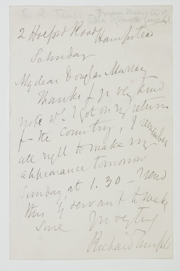 TEMPLE — Autograph Letter Signed to Thomas Douglas Murray, | Sophie Dupré Autographs