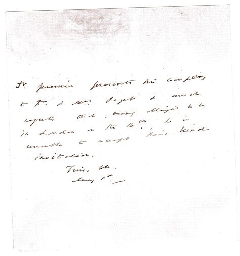 JEREMIE — Autograph Note in the Third Person to Dr and Mrs PAGET, | Sophie Dupré Autographs