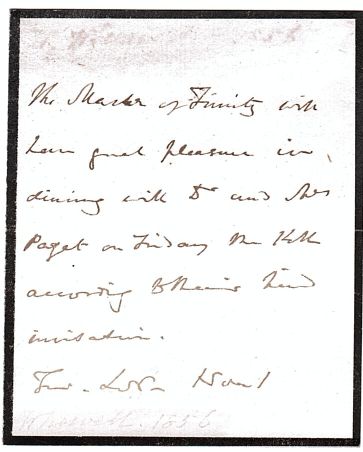 WHEWELL — Autograph Letter in the Third Person to Dr and Mrs PAGET, | Sophie Dupré Autographs