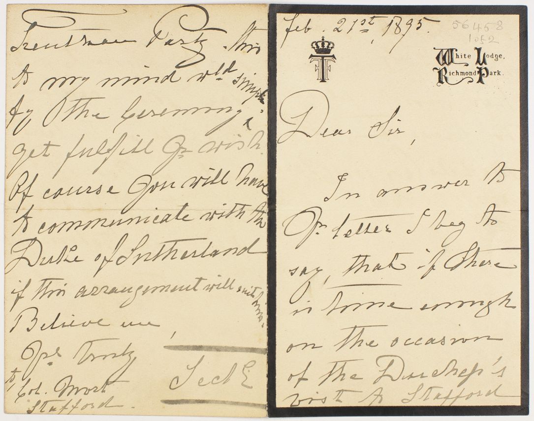 TECK — Pair of Autograph Letters Signed to Colonel F.D. MORT, | Sophie Dupré Autographs