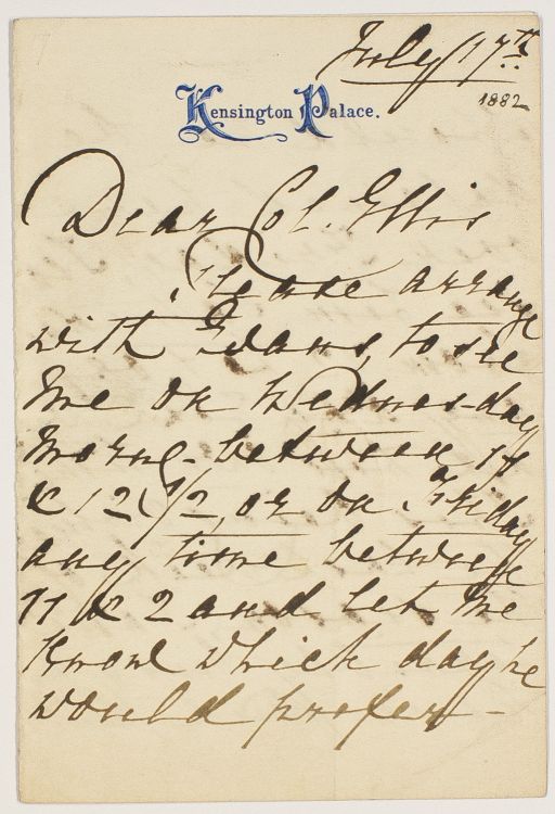 MARY ADELAIDE — Autograph Letter Signed to Colonel Ellis, | Sophie Dupré Autographs