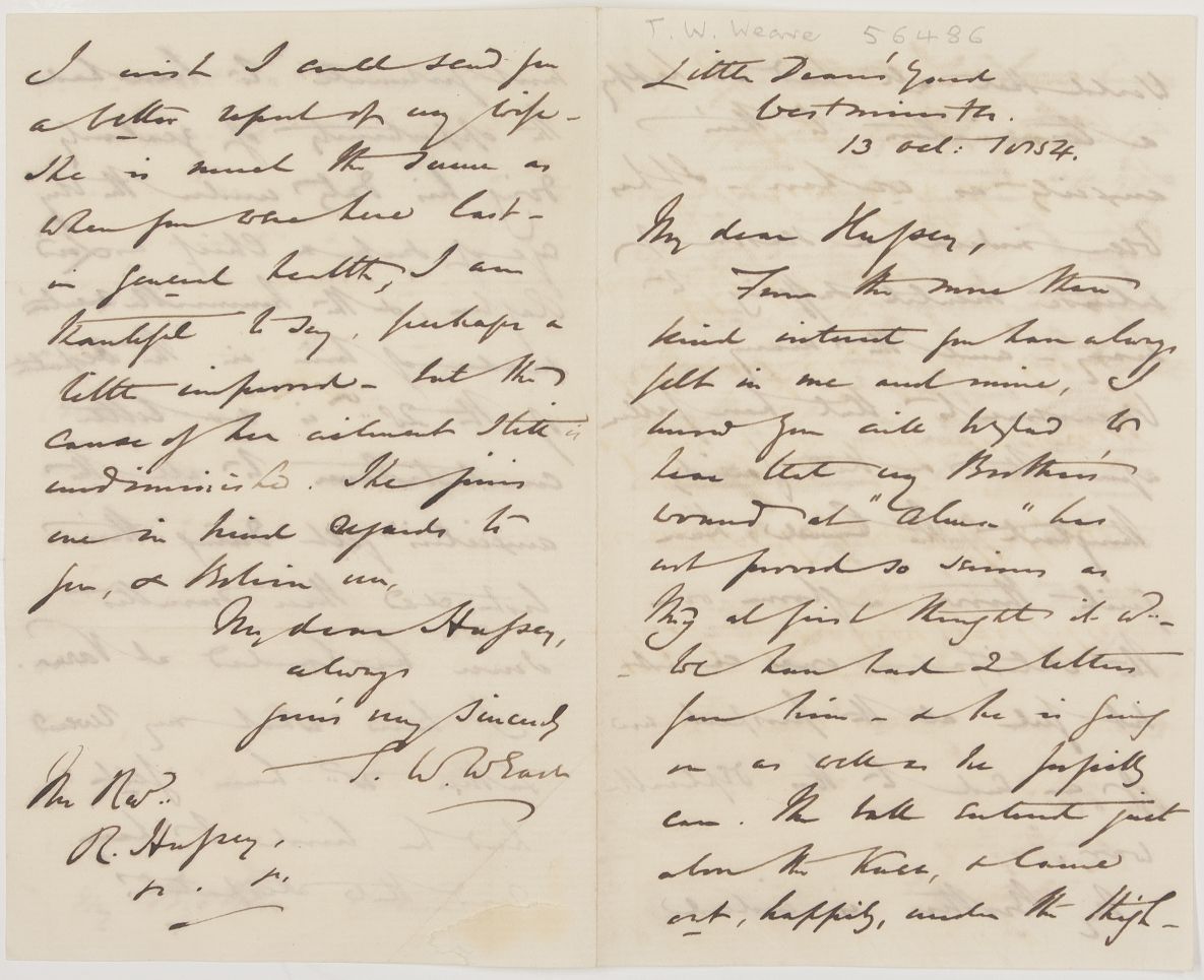 WEARE — Autograph Letter Signed to 'My Dear HUSSEY', | Sophie Dupré Autographs