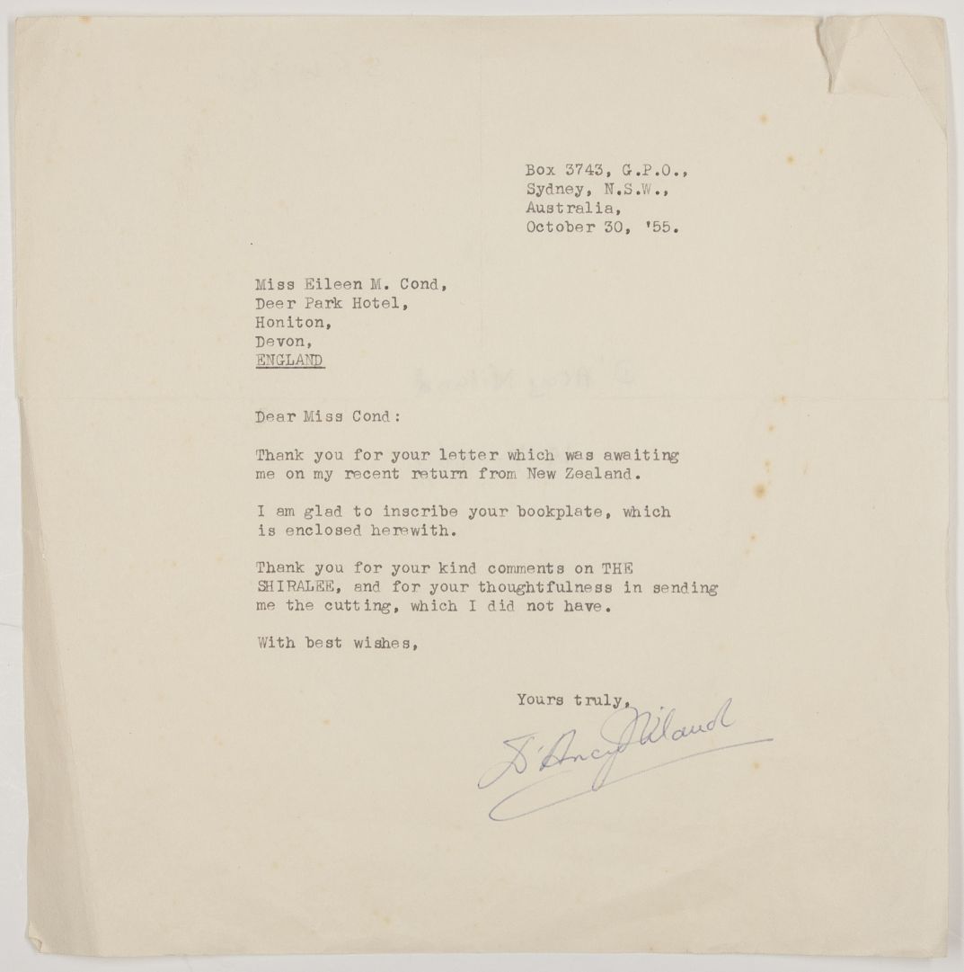 NILAND — Typed Letter Signed to Miss Eileen M. Cond, | Sophie Dupré Autographs