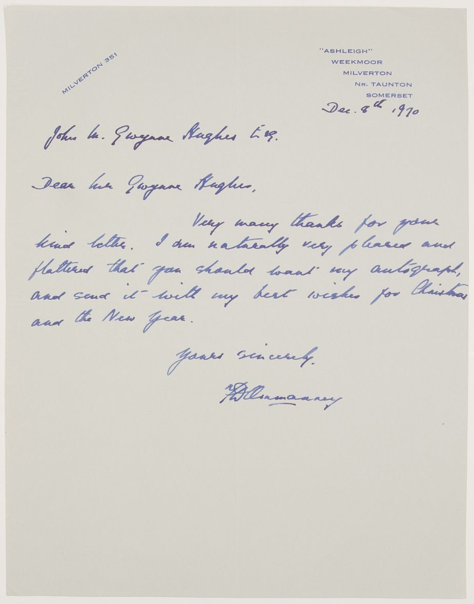 OMMANNEY — Autograph Letter Signed to John M. Gwynne Hughes, | Sophie Dupré Autographs
