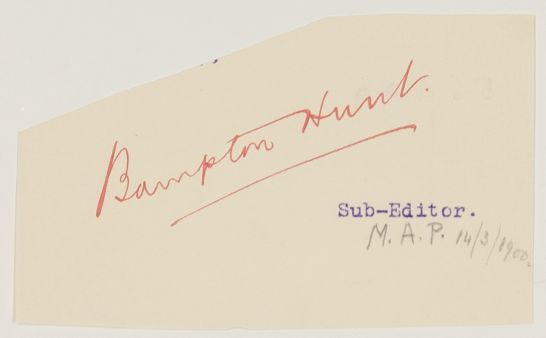 HUNT — Signature from the end of a typed letter | Sophie Dupré Autographs