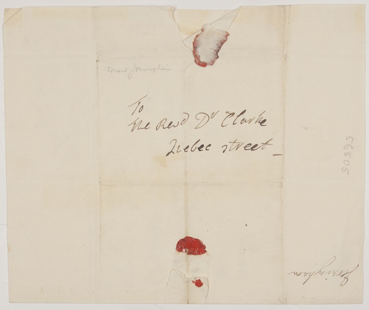 JERNINGHAM — Autograph Letter Signed to the Rev. Dr. Thomas Brooke CLARKE, | Sophie Dupré Autographs