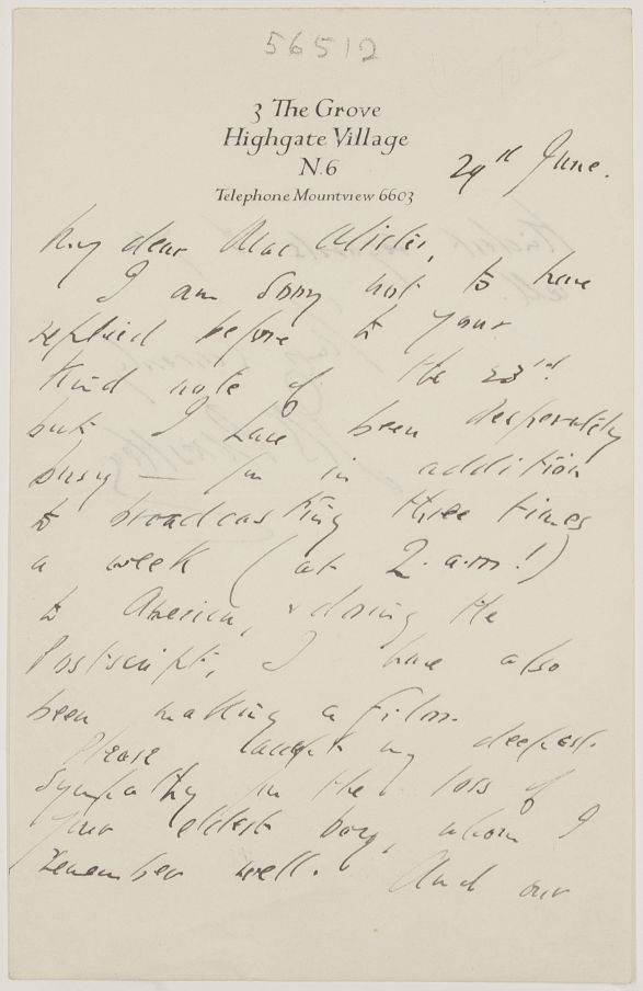 PRIESTLEY — Autograph Letter Signed to 'My dear MacAlister', | Sophie Dupré Autographs