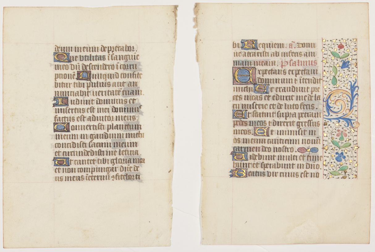 BOOK OF HOURS — Facing Pair of finely illuminated leaves from a Book of Hours in Latin, | Sophie Dupré Autographs