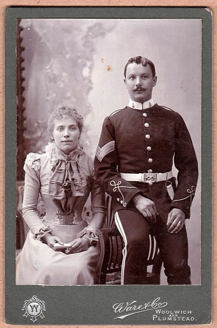 MILITARY PORTRAIT PHOTOGRAPH — Attractive Studio Cabinet Photograph of a Soldier with his Wife, | Sophie Dupré Autographs