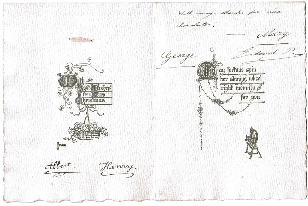 EDWARD VIII — Charming Christmas card Signed 'Edward P, Albert, Henry, George, Mary', | Sophie Dupré Autographs