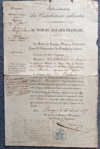 LICENCE TO DEAL IN TOBACCO — in French, printed with manuscript additions, | Sophie Dupré Autographs