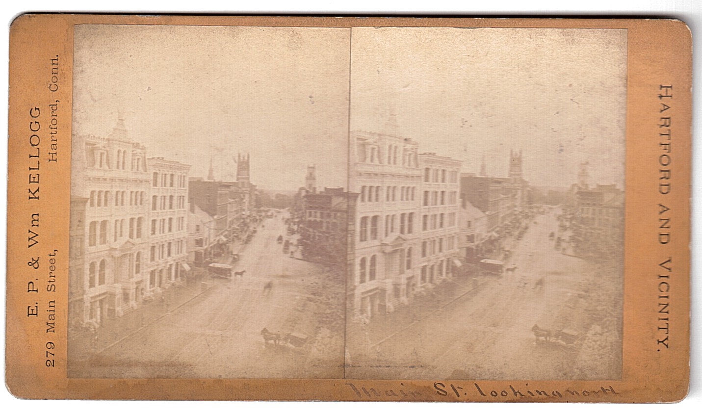 HARTFORD, CONNECTICUT — Stereoscopic Slide of Main Street by E.P. and Wm. Kellogg | Sophie Dupré Autographs