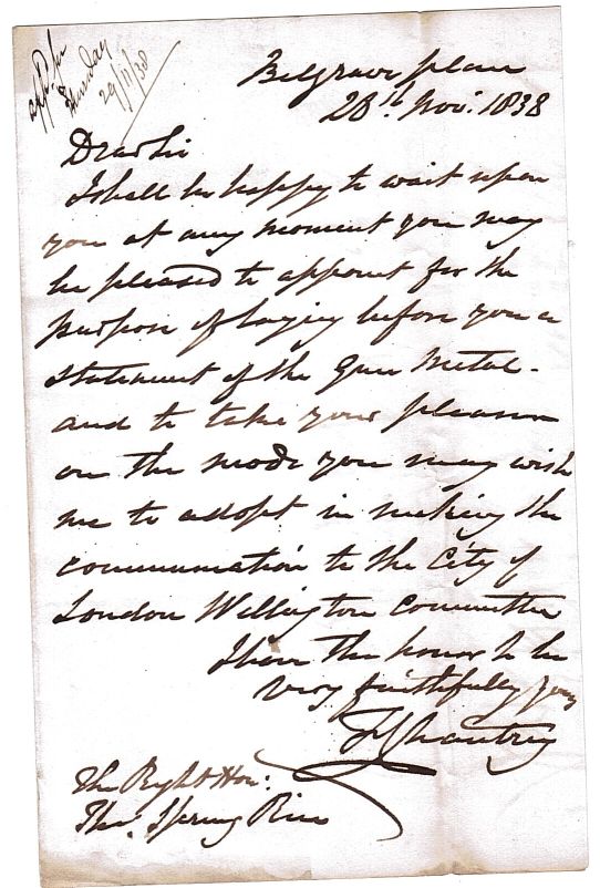 CHANTREY — Pair of Autograph Letters Signed to Thomas SPRING RICE | Sophie Dupré Autographs