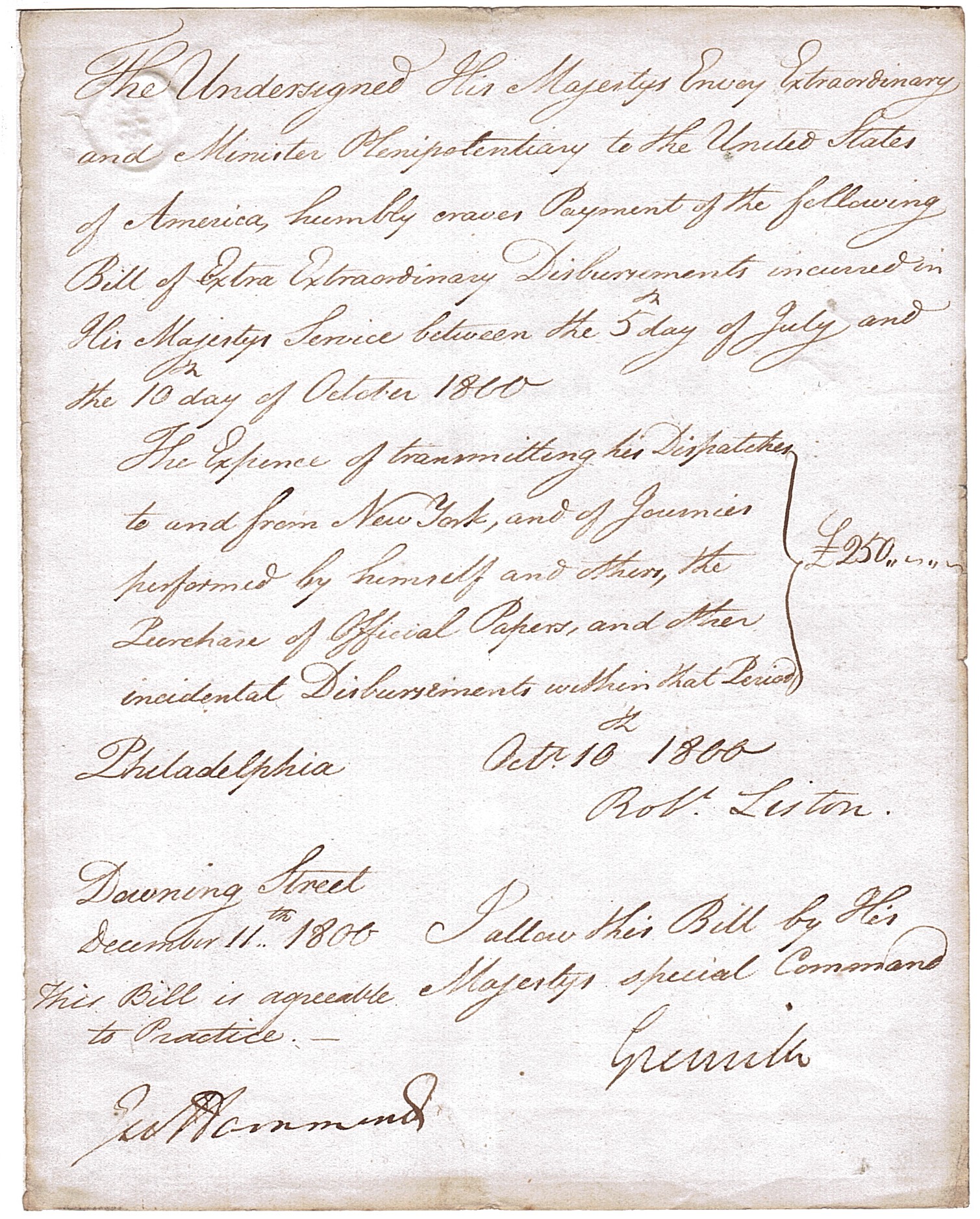 GRENVILLE — Finely Penned Document signed by both, | Sophie Dupré Autographs