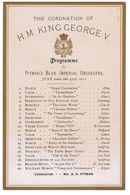 [GEORGE V — Programme of Music on the occasion of their Coronation, | Sophie Dupré Autographs