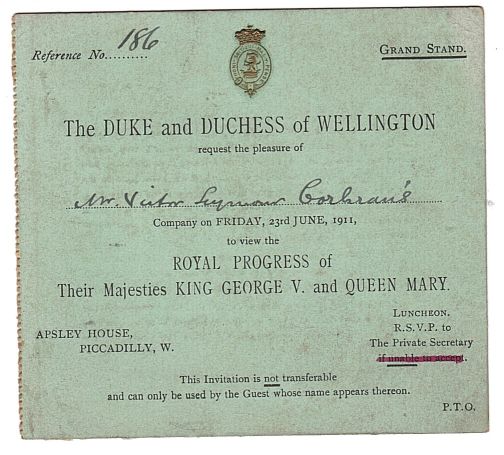 [WELLINGTON — Printed Ticket to View the Royal Progress of George V and Queen Mary | Sophie Dupré Autographs