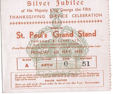 [GEORGE V — Ticket to view his Jubilee Procession, | Sophie Dupré Autographs