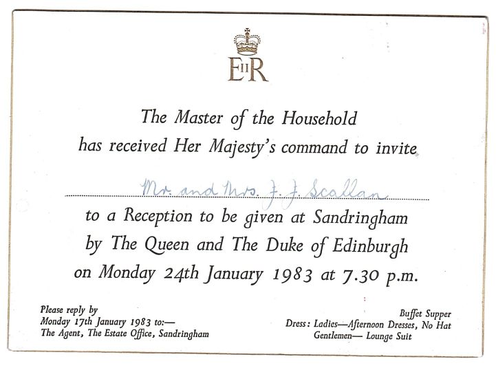 [ELIZABETH II — Invitation by the Queen's Command from the Master of the Household | Sophie Dupré Autographs