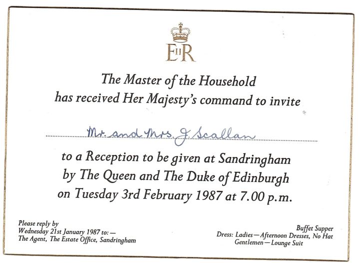 [ELIZABETH II — Invitation by the Queen's Command from the Master of the Household | Sophie Dupré Autographs